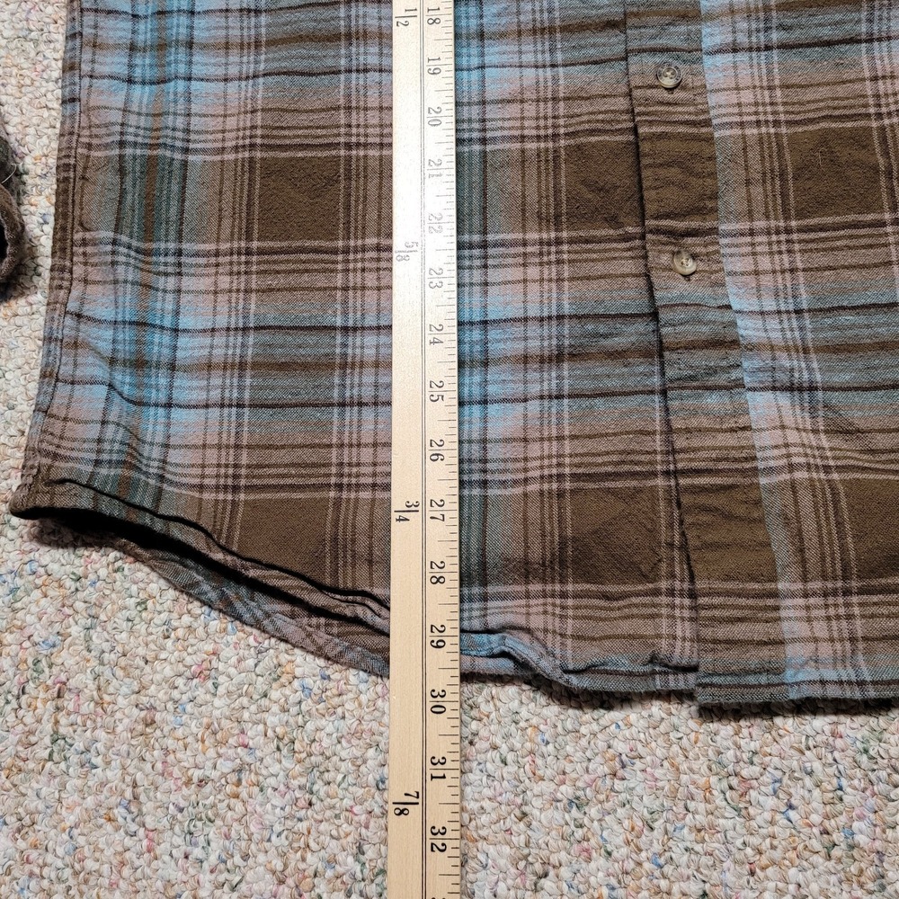 Pendleton Shirt Men Large Brown Blue Plaid Button Down Long Sleeve Hiking Mason - Picture 11 of 15